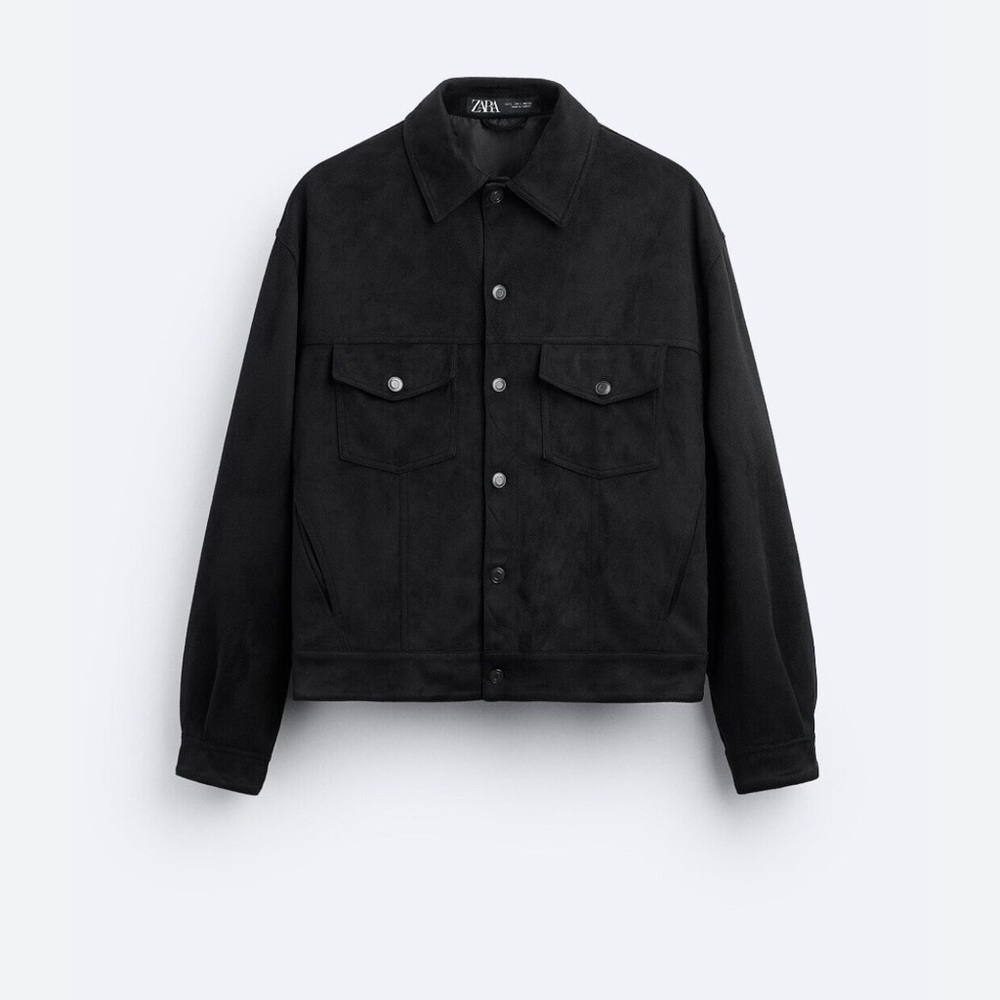 Zara Black Lightweight Shirt Jacket with Relaxed Fit